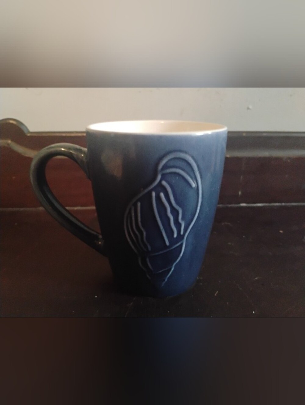 Pfaltzgraff Navy Blue Ceramic Mug with Raised Shell Motif